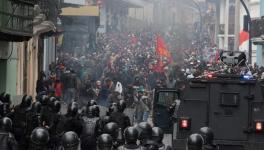 Police attacked student protesters who were marching towards Plaza Grande in the capital Quito.