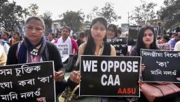 Activists of All Assam Students Union (AASU) protest against the Citizenship Amendment Act CAA in Guwahati Saturday Jan. 18 2020.