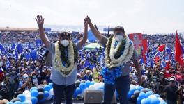 Luis Arce (right) and David Choquehuanca on the campaign trail. Photo: Twitter