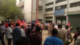 The protest was called by Rajdhani Bhavan Nirman Kamgar Union, a construction workers’ body backed by Centre of Indian Trade Unions (CITU). Courtesy - Special Arrangement