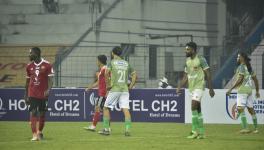 Sharif Mohammad (No. 21) was one of two Afghanistan internationals seen in action on Matchday 5 of the I-League on January 30 at the Kalani Municipal Stadium. (Image courtesy of AIFF Media) 