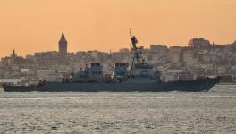 US Navy guided-missile destroyer USS Porter sails in the Bosphorus, Istanbul, on its way to the Black Sea, January 28, 2021