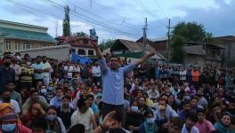 Kashmiri pandits protest against the killing of Rahul Bhat, who was shot inside his office yesterday. Photo by Sajjad Hameed