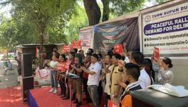 Slogans were raised at Jantar Mantar by north-eastern students on Friday. Image clicked by Ronak Chhabra