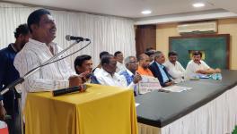 (L-R) Ambanna (Standing), Ananth Naik, Justice Gokhale (retd), M Venkataswamy, Gyan Prakash Swamyji, B Gopal, Mavalli Shankar, Hennur Srinivas 