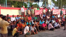 APWD workers stage demonstration at Mayabunder, a town in Middle Andaman Island. Image Courtesy - Special Arrangement