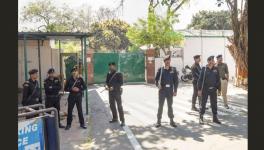 Patna: Security personnel deployed outside the residence of former Bihar chief minister Rabri Devi during a visit of CBI officials in connection with further probe in the land for jobs scam case, in Patna, Monday, March 6, 2023.