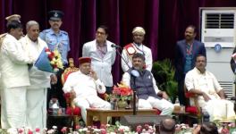 Karnataka CM Siddaramaiah, Deputy CM DK Shivakumar and Governor Thawarchand Gehlot at the swearing-in ceremony of Congress MLAs in Bengaluru