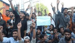 Gujjars and Bakerwals protest at Srinagar’s Press Enclave on Tuesday.