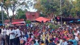 Teachers gathered on the first day of protest