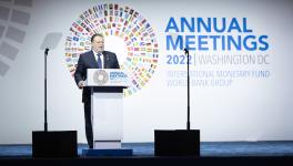 Hassan Abdalla, Governor of the Central Bank of Egypt, addressing the IMF's annual meeting in October 2022. Photo: World Bank