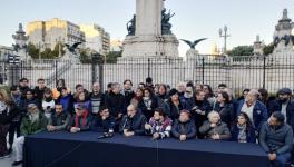 Social movement leaders hold press conference to reject the police raids on May 13. Photo: La Izquierda Diario