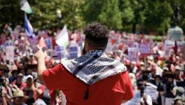 Mohammad, an organizer with PYM, addresses the crowd on June 8. Photo: PYM