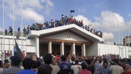 People rallying in front of the prime minister's office after Sheikh Hasina's resignation. Photo: Md Joni Hossain / Wikimedia Commons