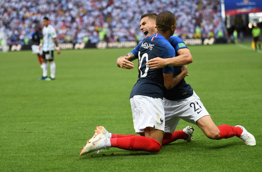 Kylian Mbappe of France football team vs Argentina at FIFA World Cup 