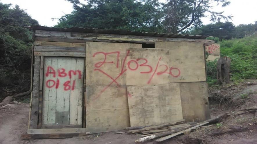 One of the 17 shacks marked for demolition in Durban, South Africa.