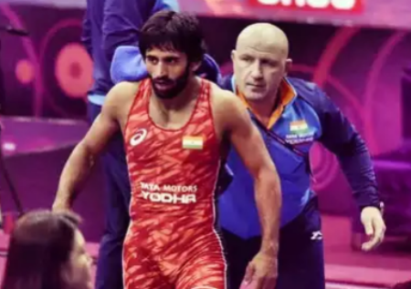 Wrestler Bajrang Punia and coach Shako Bentinidis