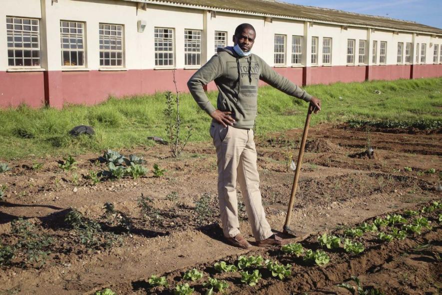 29 May 2021: Roger Mafu is an activist in Sibanye Eco-Gang, which reclaims unused public land in KwaZakhele. (Photograph by Bonile Bam)