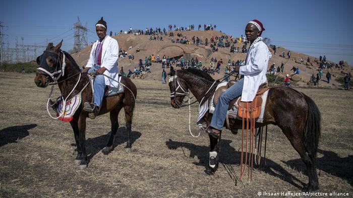 Members of the AMCU commemorate the tenth anniversary of the Marikana Massacre