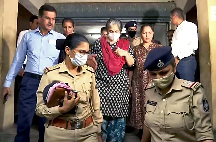 Teesta Setalvad was presented before the court, in Ahmedabad