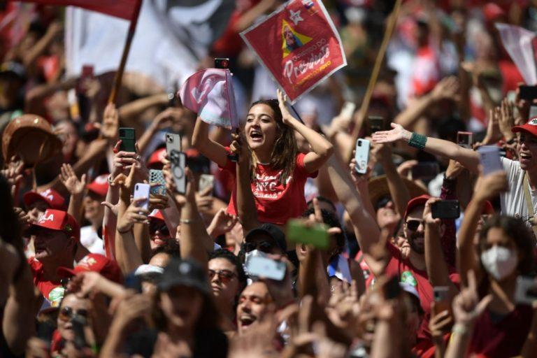 Lula da Silva’s supporters cheer as he arrives for his inauguration ceremony as Brazil’s new president, Brasilia, Jan. 1, 2023 