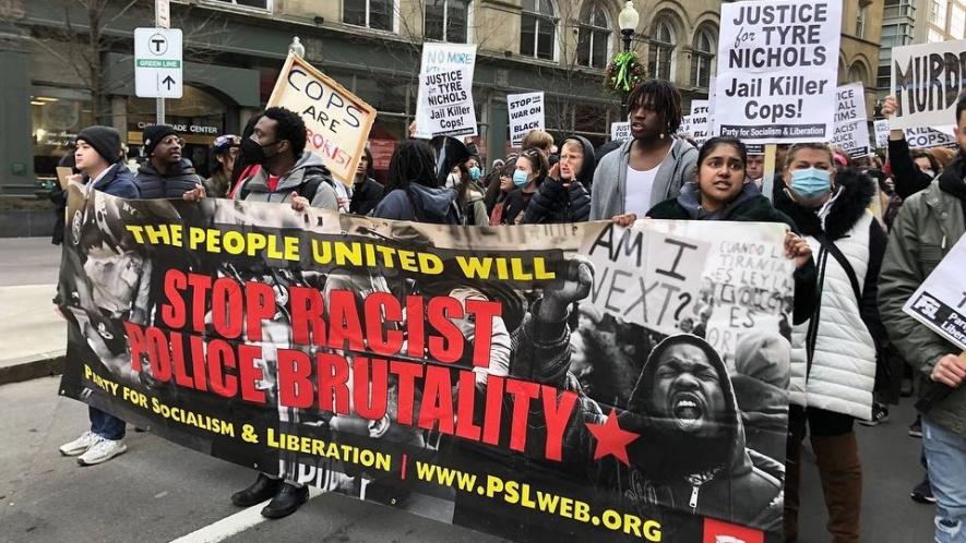 Protesters in Boston demand justice for Tyre Nichols who was beaten to death by police officers. Photo: Party for Socialism and Liberation