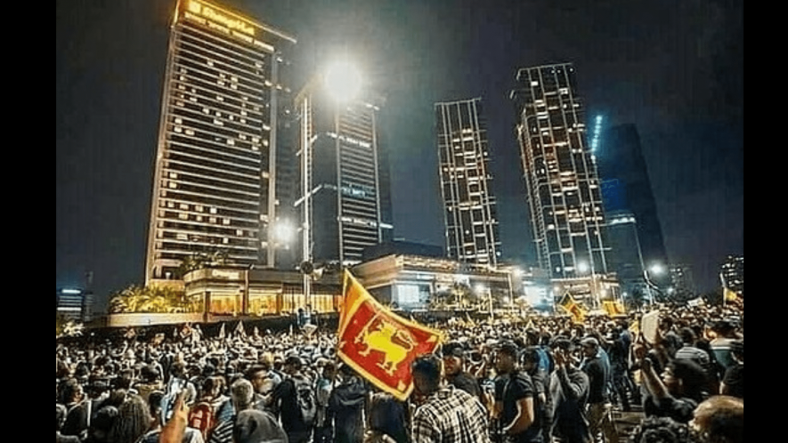 Sri Lankans protest in front of the presidential secretariat in April. Photo: Surekha Samarasena, CC BY-SA 4.0 , via Wikimedia Commons