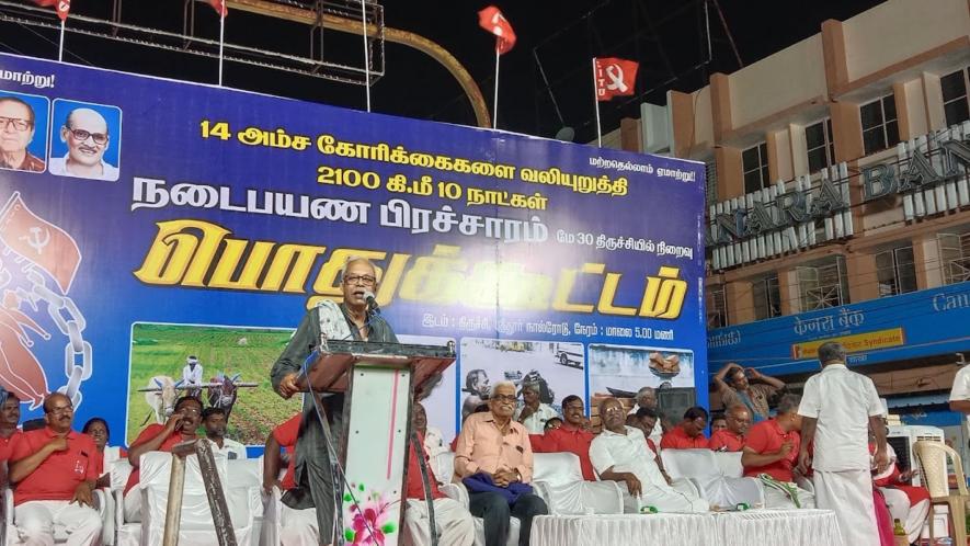 CITU general secretary Tapan Sen spoke about the plight of gig workers. Image: CITU, TN