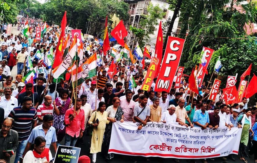 WB Panchayat Polls: Left Front, Allies’ Joint Protest Against Violence Sees Big Participation