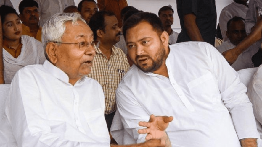 Bihar Chief Minister Nitish Kumar with Deputy CM Tejashwi Yadav. Image Courtesy: PTI