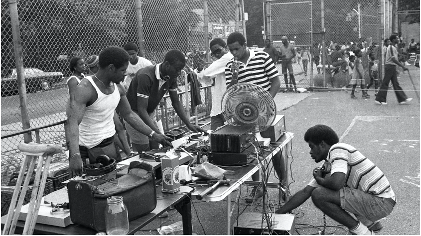 Hip hop artists used what they could find to innovate the technology needed to produce hip hop "jams" in public areas, open to all (Photo: Henry Chalfant)