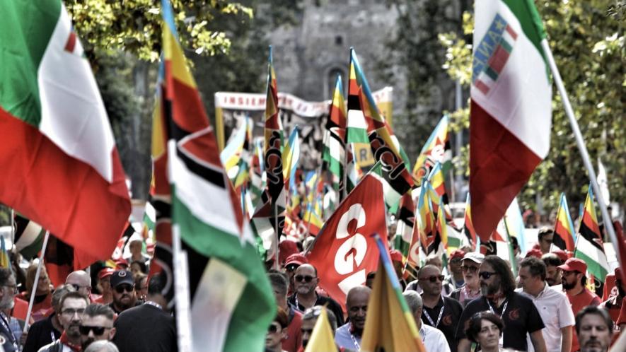 Thousands on the streets of Rome to protest Meloni's polices. Photo: CGIL