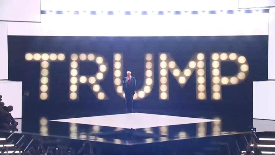 Donald Trump enters the stage on the last day of the Republican National Convention (Screenshot via CBS News)