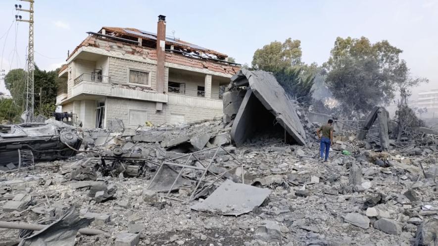 Impact of an Israeli airstrike on a village in Nabatiyeh area. Photo: Al Akhbar